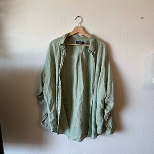 100% Linen Button Up in Sage Green
